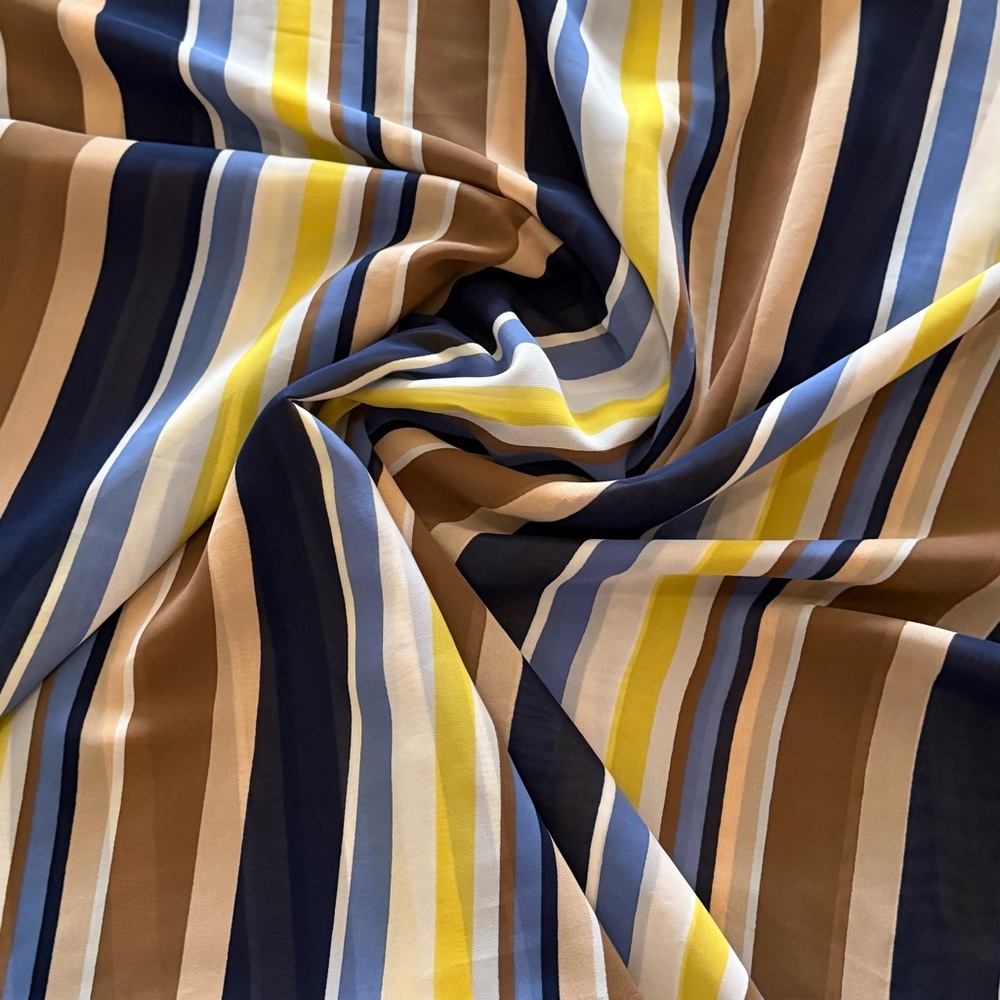 Striped Multicolor Chiffon Sheer Fabric